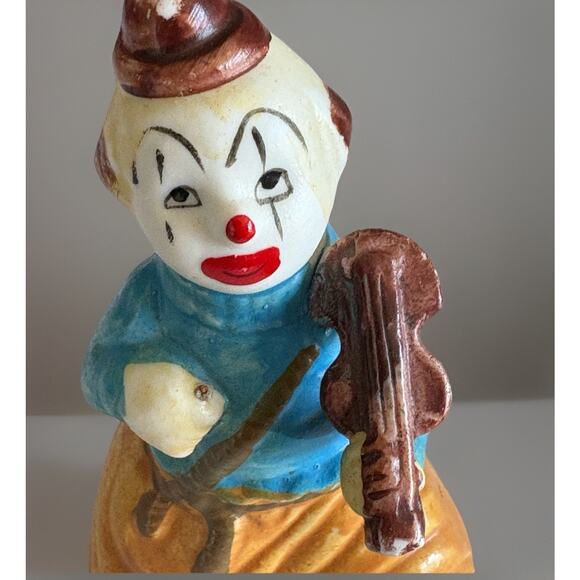 Vintage Happy Violin Hobo Clown Porcelain Figural Bell J.S.N.Y Taiwan 4" - Picture 7 of 9
